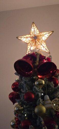 Silver 3D Snowflake Tree Topper with 25 Warm Lights photo review