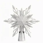 Silver LED Snowflake Star Tree Topper with 3D Rotating Lights