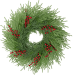 26″ Artificial Winter Pine Christmas Wreath with Red Berries